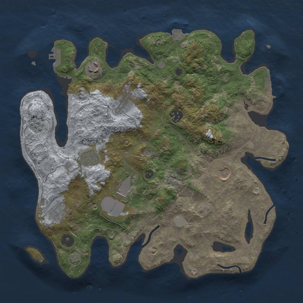 Rust Map: Procedural Map, Size: 3500, Seed: 1405143579, 16 Monuments