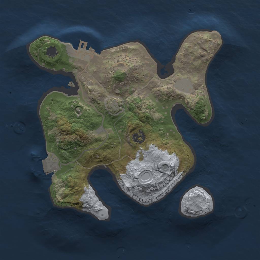 Rust Map: Procedural Map, Size: 2000, Seed: 1705037208, 5 Monuments