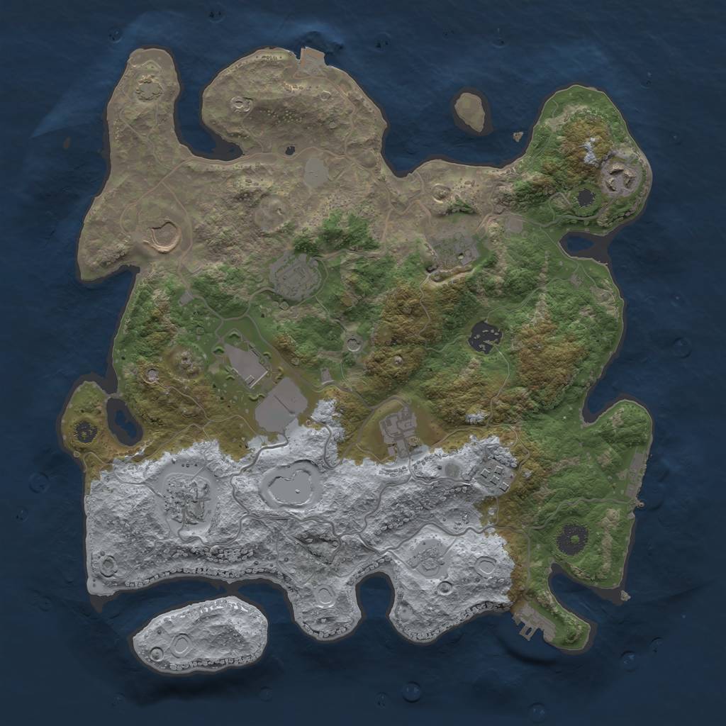 Rust Map: Procedural Map, Size: 3500, Seed: 1558474644, 17 Monuments