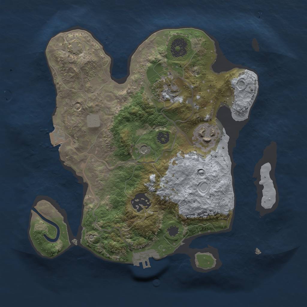 Rust Map: Procedural Map, Size: 2500, Seed: 1212121212, 9 Monuments