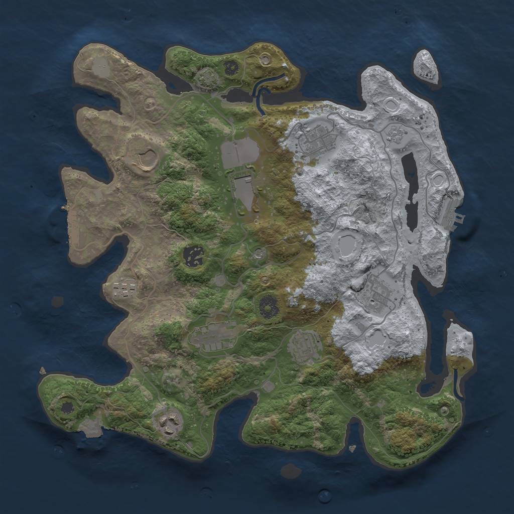 Rust Map: Procedural Map, Size: 3500, Seed: 365549922, 17 Monuments