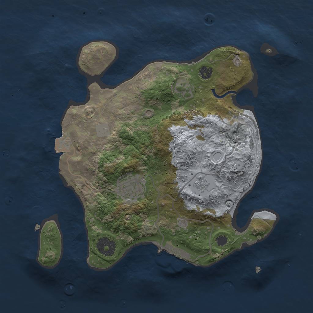Rust Map: Procedural Map, Size: 2500, Seed: 453702563, 6 Monuments