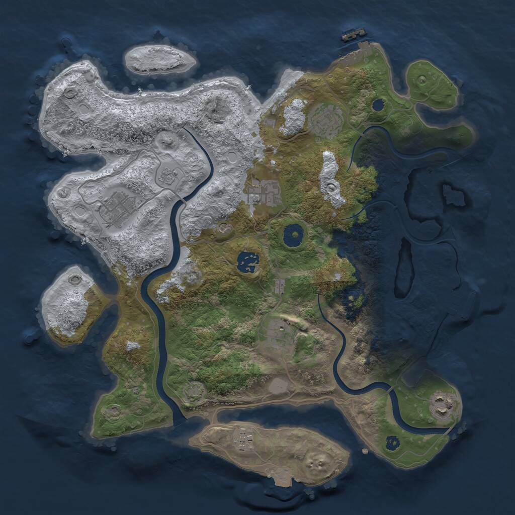 Rust Map: Procedural Map, Size: 3500, Seed: 199439972, 13 Monuments