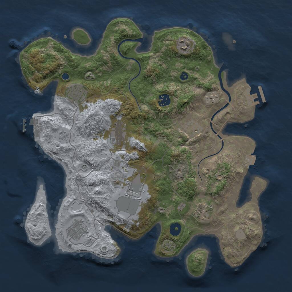 Rust Map: Procedural Map, Size: 3500, Seed: 360167696, 15 Monuments