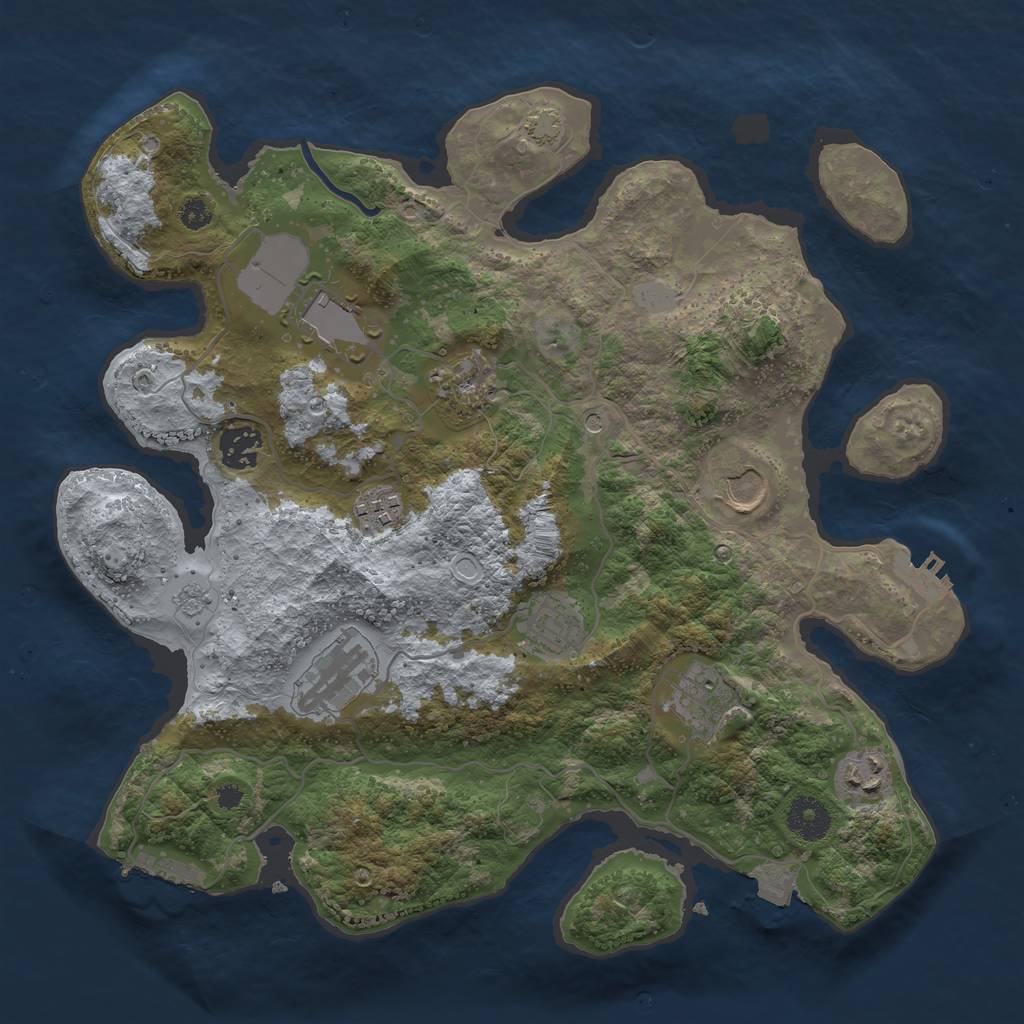 Rust Map: Procedural Map, Size: 3500, Seed: 547372569, 17 Monuments