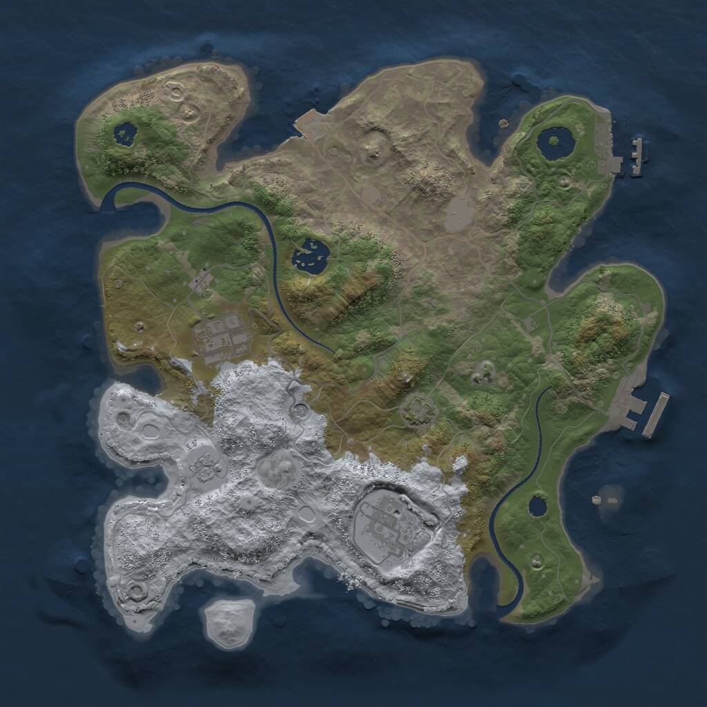 Rust Map: Procedural Map, Size: 3000, Seed: 5526, 9 Monuments