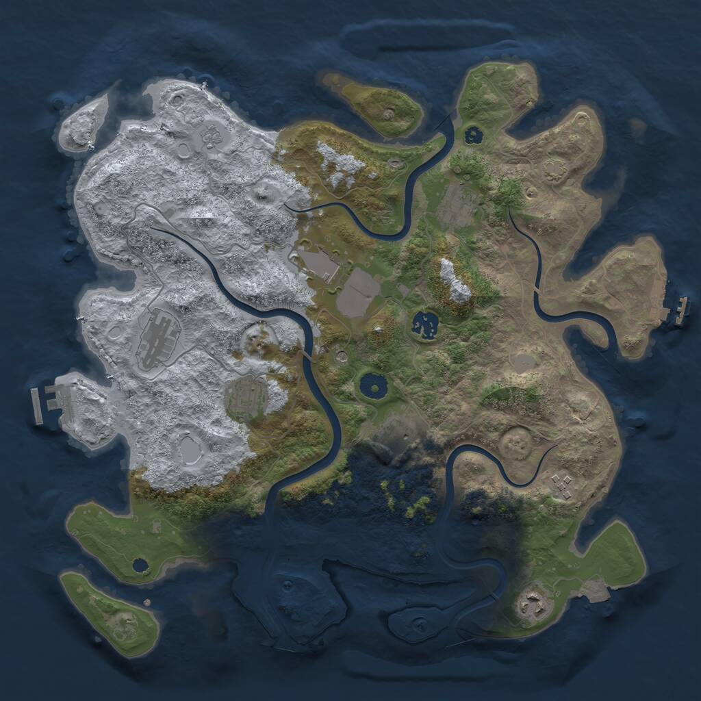 Rust Map: Procedural Map, Size: 3850, Seed: 32588, 14 Monuments