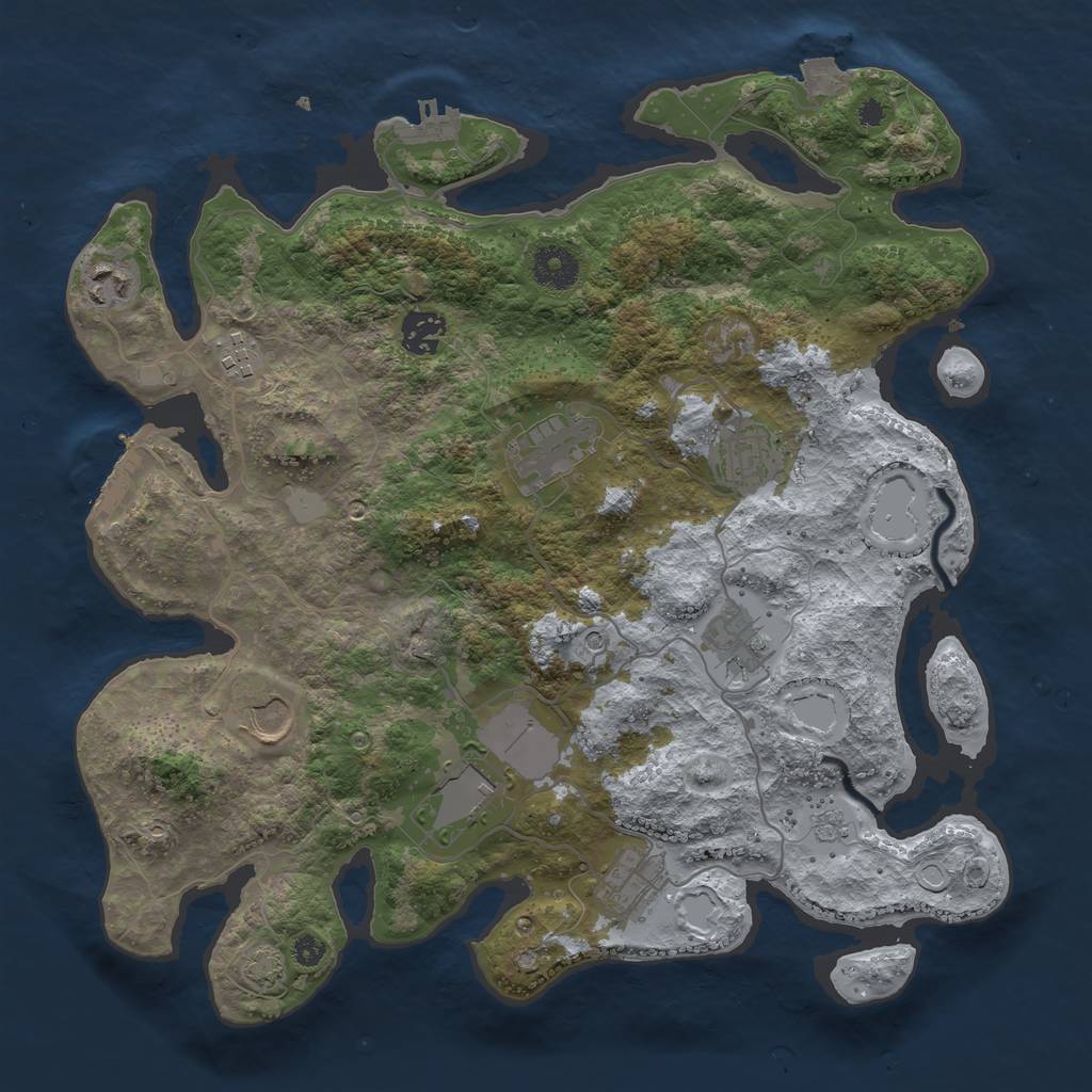 Rust Map: Procedural Map, Size: 3600, Seed: 1713265040, 17 Monuments
