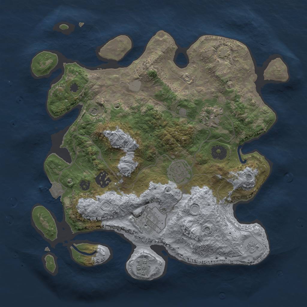 Rust Map: Procedural Map, Size: 3000, Seed: 1284312880, 11 Monuments