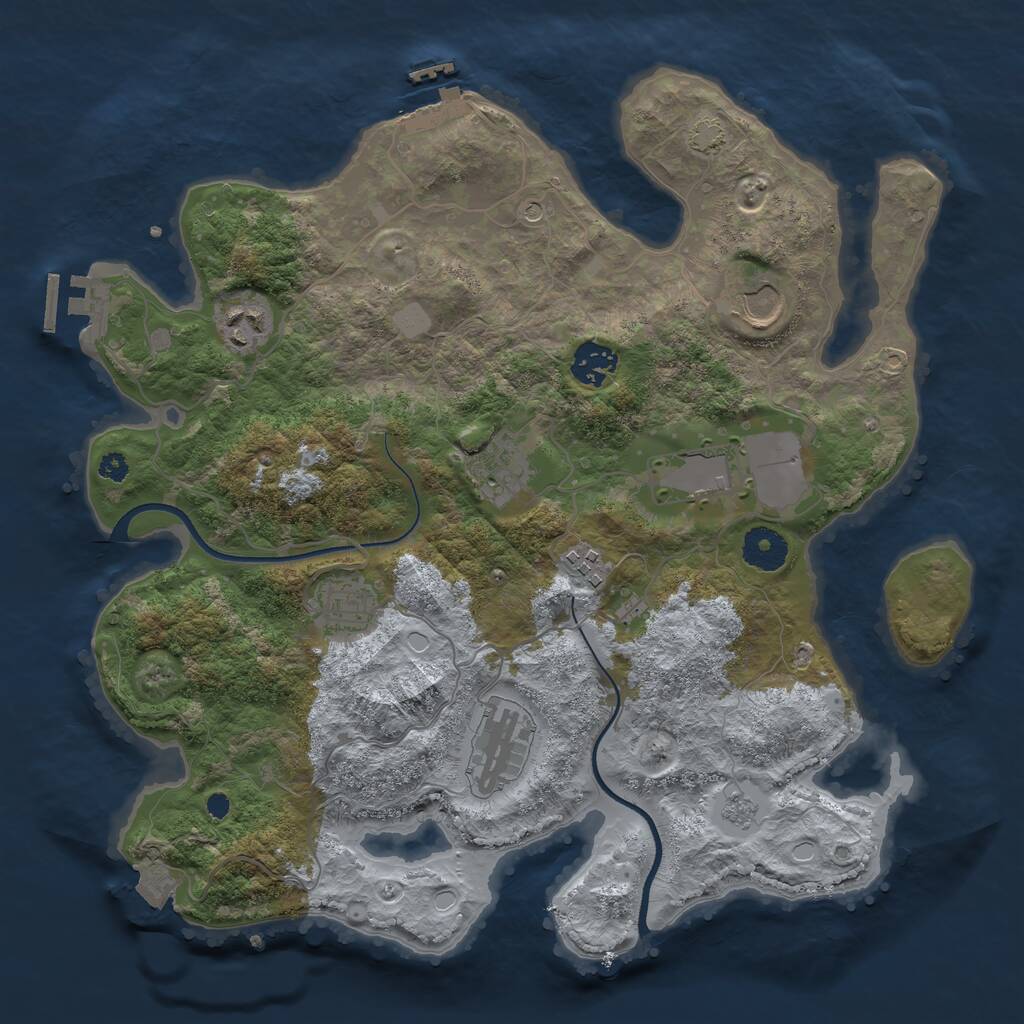 Rust Map: Procedural Map, Size: 3500, Seed: 123145, 14 Monuments