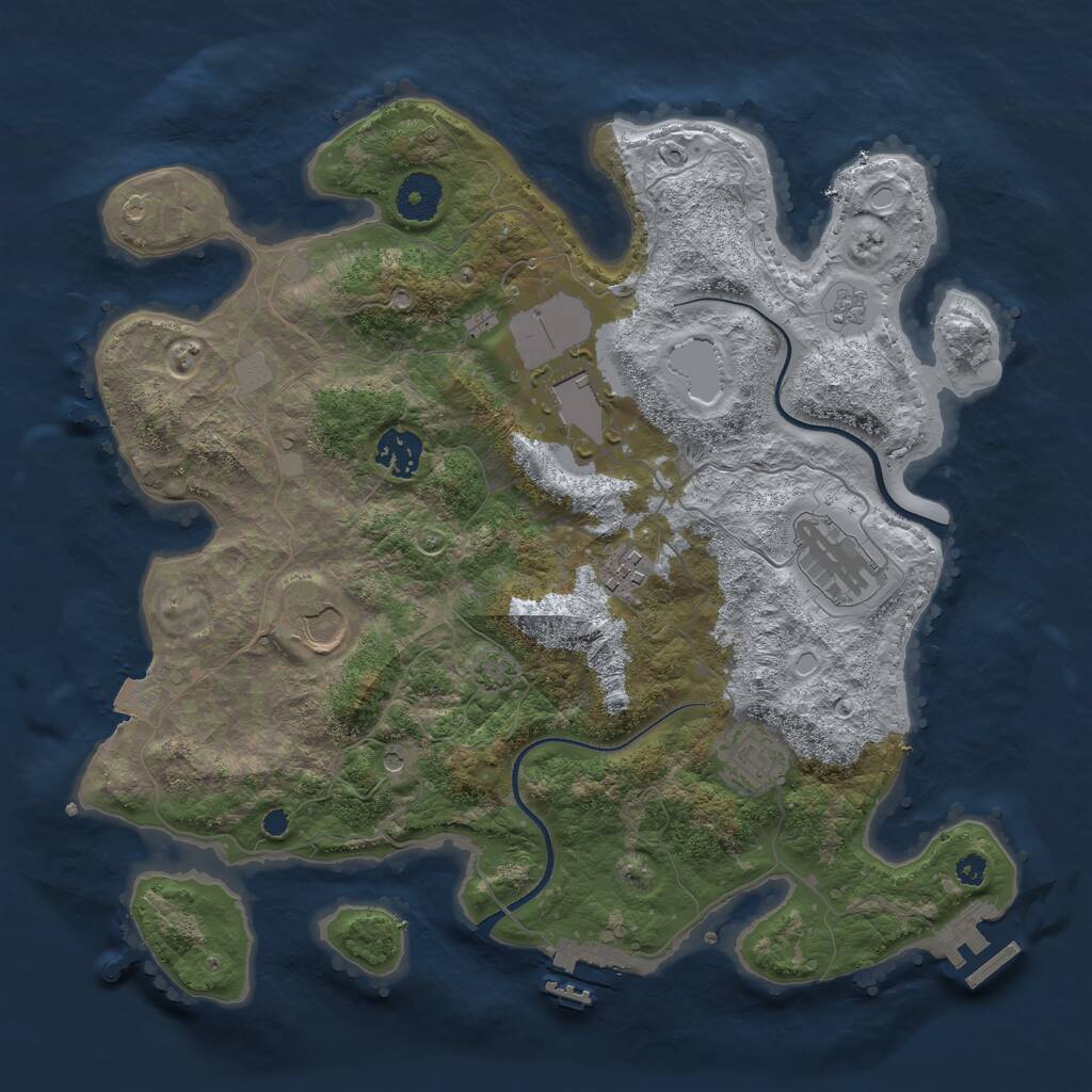 Rust Map: Procedural Map, Size: 3500, Seed: 1307762622, 12 Monuments