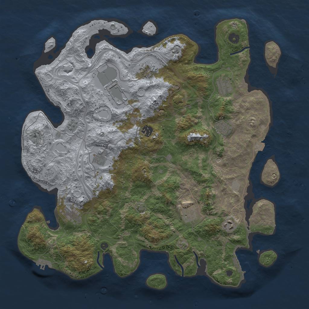 Rust Map: Procedural Map, Size: 4250, Seed: 40122929, 18 Monuments