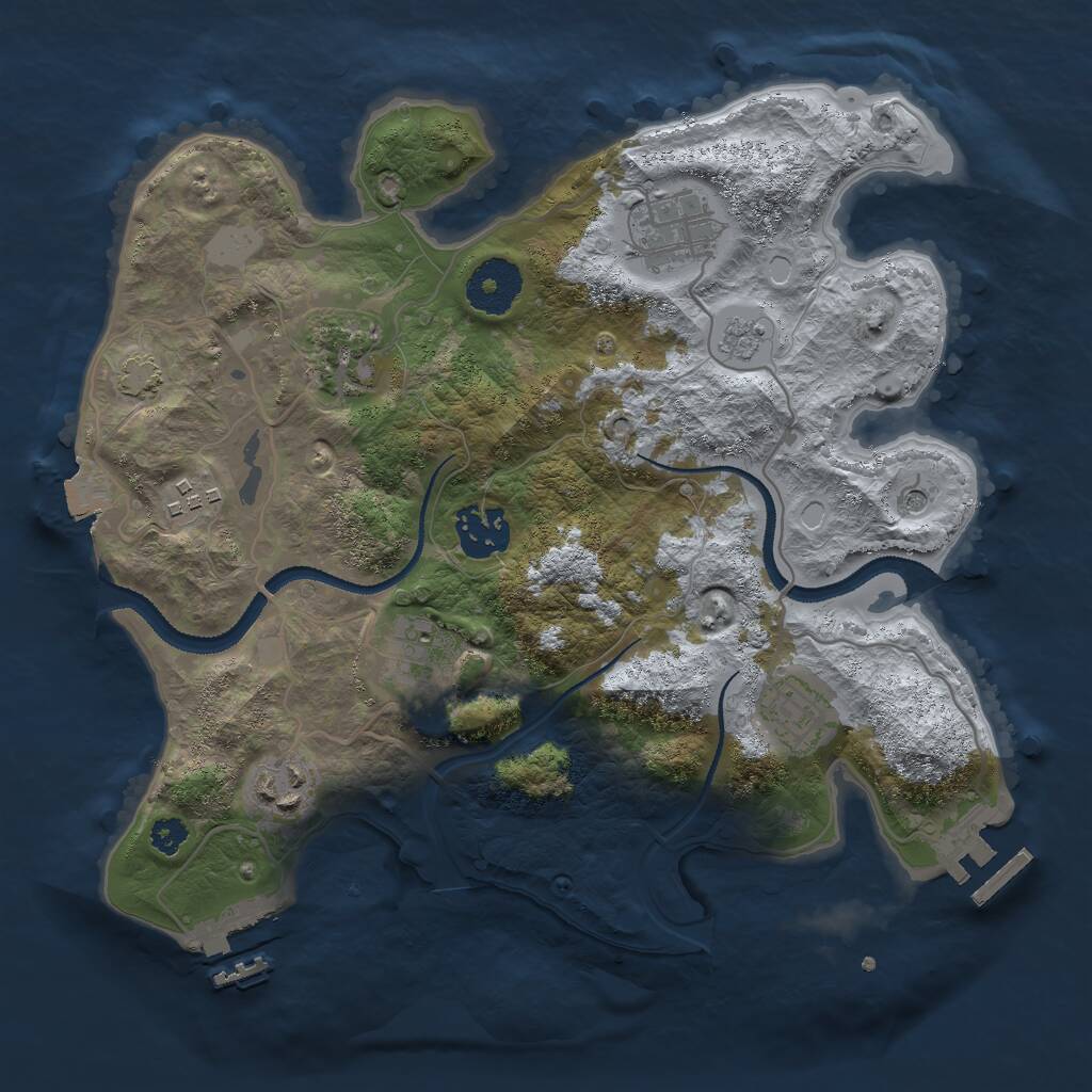Rust Map: Procedural Map, Size: 3000, Seed: 1120491524, 13 Monuments
