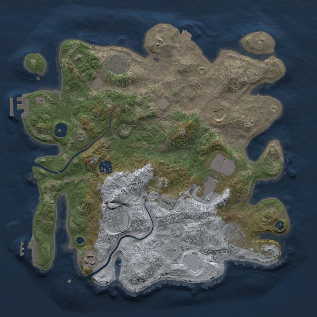 Rust Map: Procedural Map, Size: 3500, Seed: 10738, 13 Monuments
