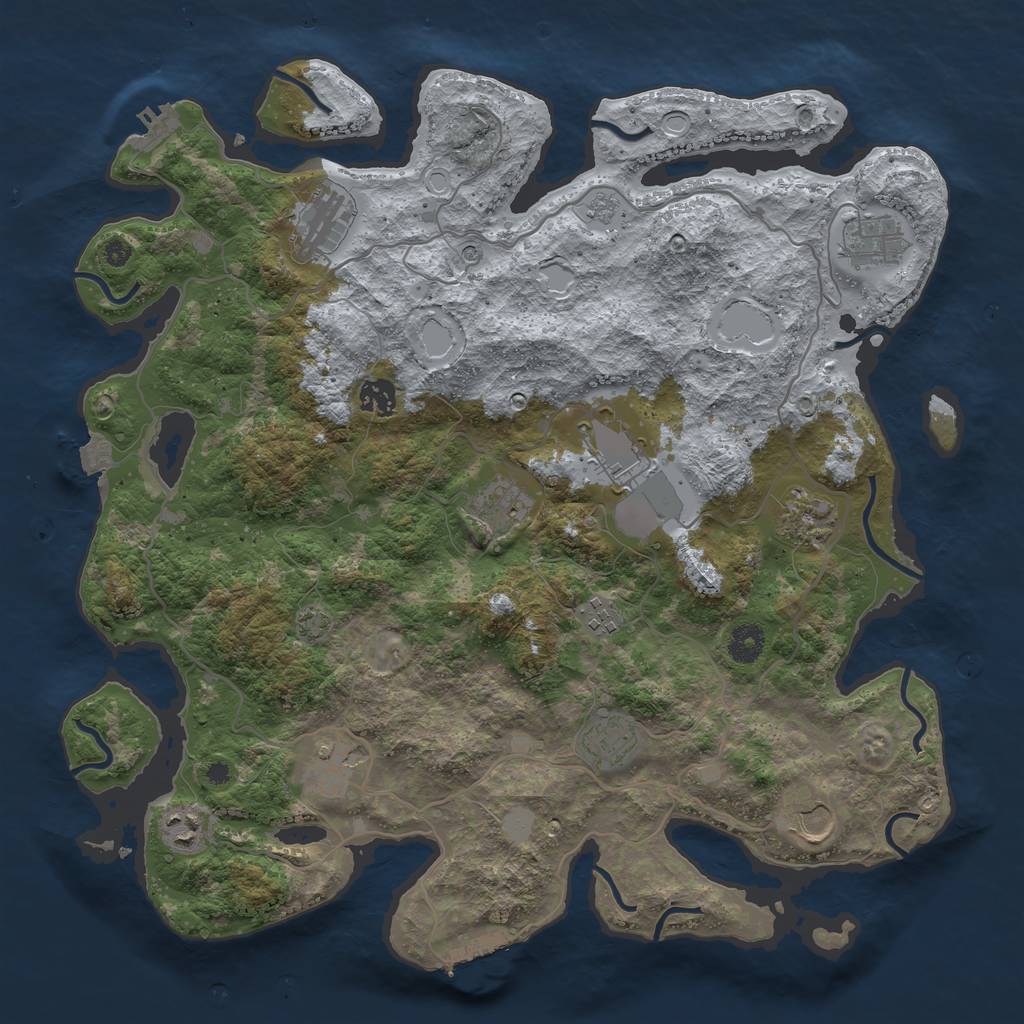 Rust Map: Procedural Map, Size: 4000, Seed: 368894185, 19 Monuments