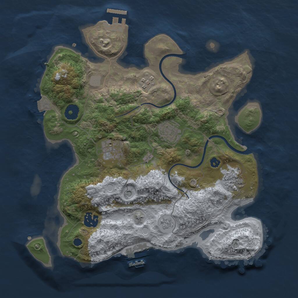 Rust Map: Procedural Map, Size: 3000, Seed: 495883099, 10 Monuments