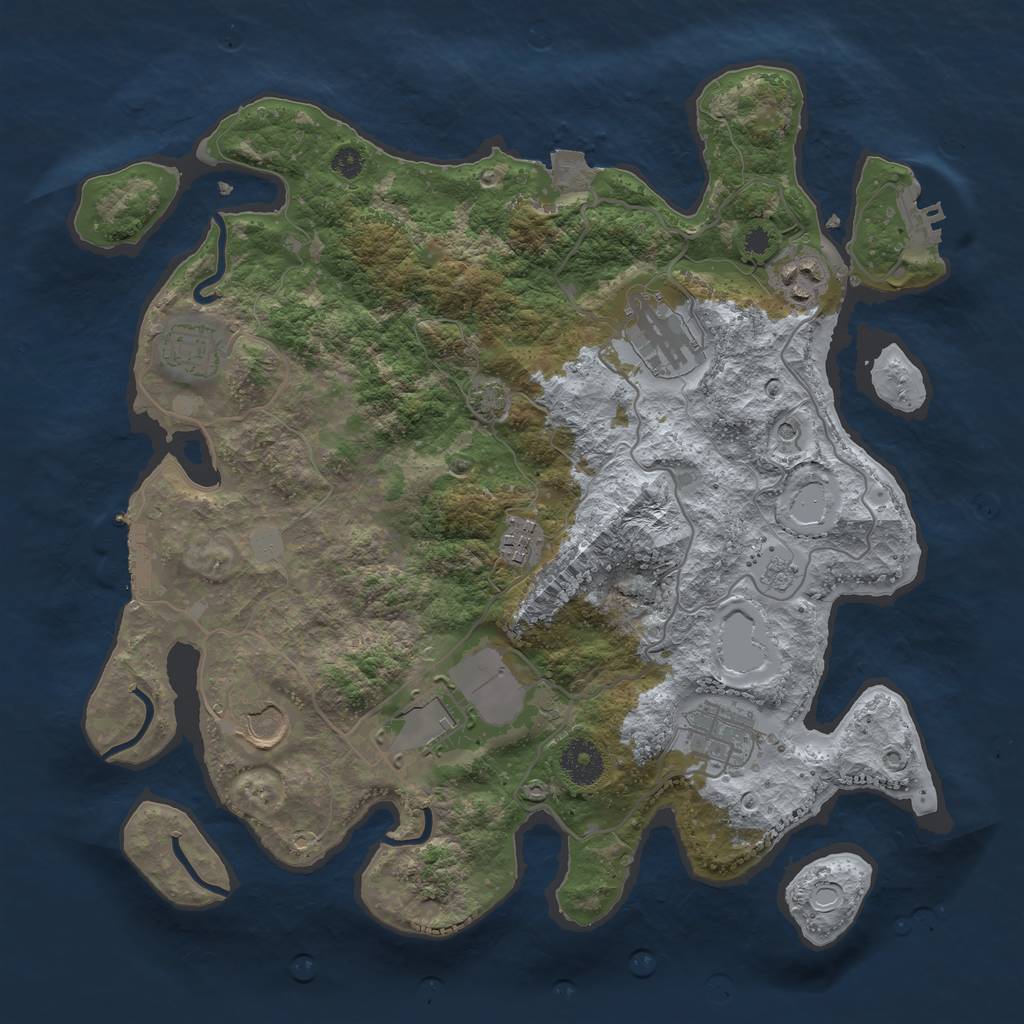 Rust Map: Procedural Map, Size: 3500, Seed: 27000007, 15 Monuments