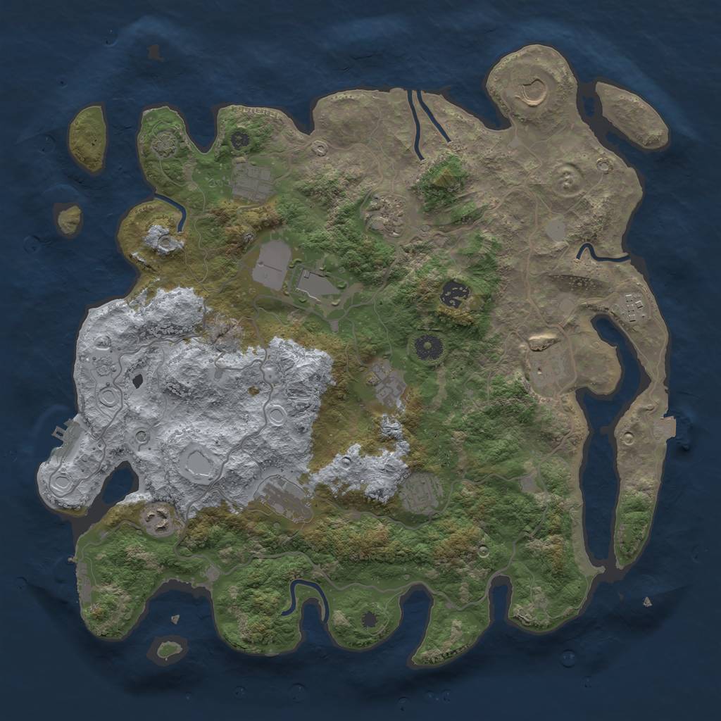 Rust Map: Procedural Map, Size: 4000, Seed: 1250314285, 19 Monuments