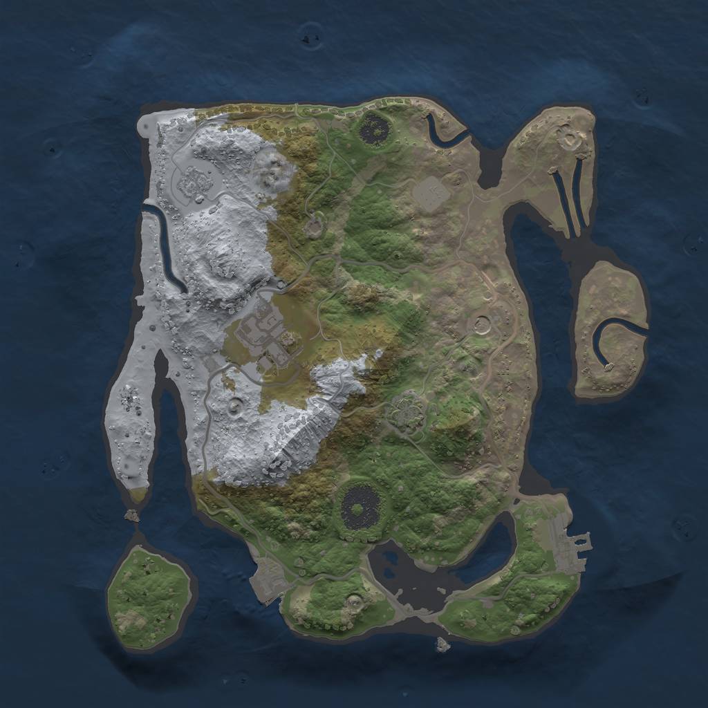 Rust Map: Procedural Map, Size: 2500, Seed: 155258, 8 Monuments