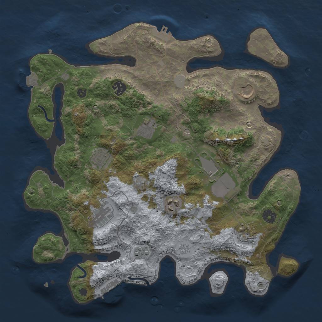 Rust Map: Procedural Map, Size: 3500, Seed: 340128707, 17 Monuments