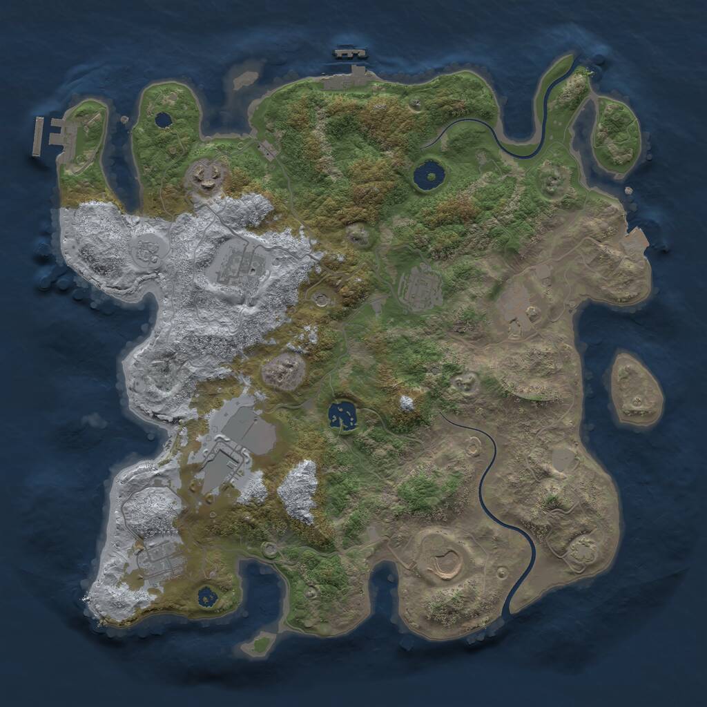 Rust Map: Procedural Map, Size: 3600, Seed: 822381017, 14 Monuments