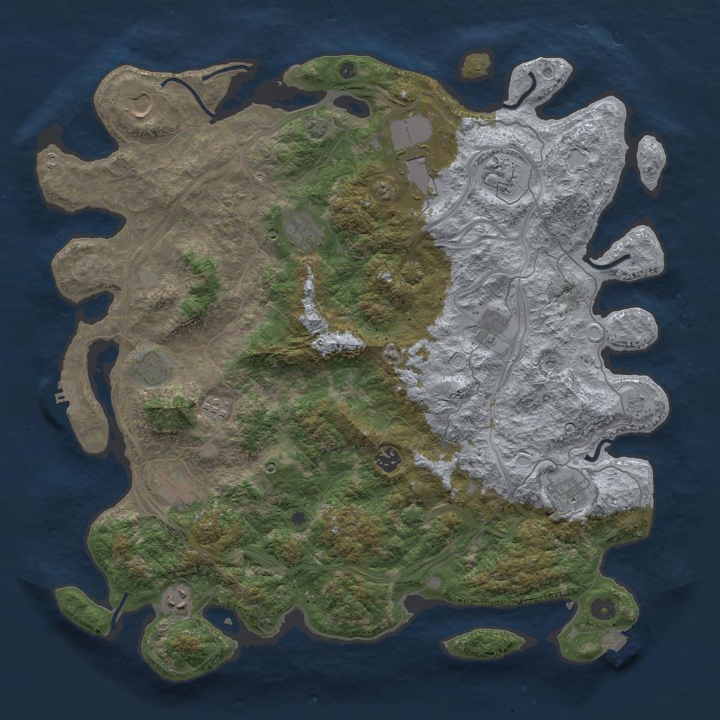 Rust Map: Procedural Map, Size: 4500, Seed: 1217042456, 18 Monuments