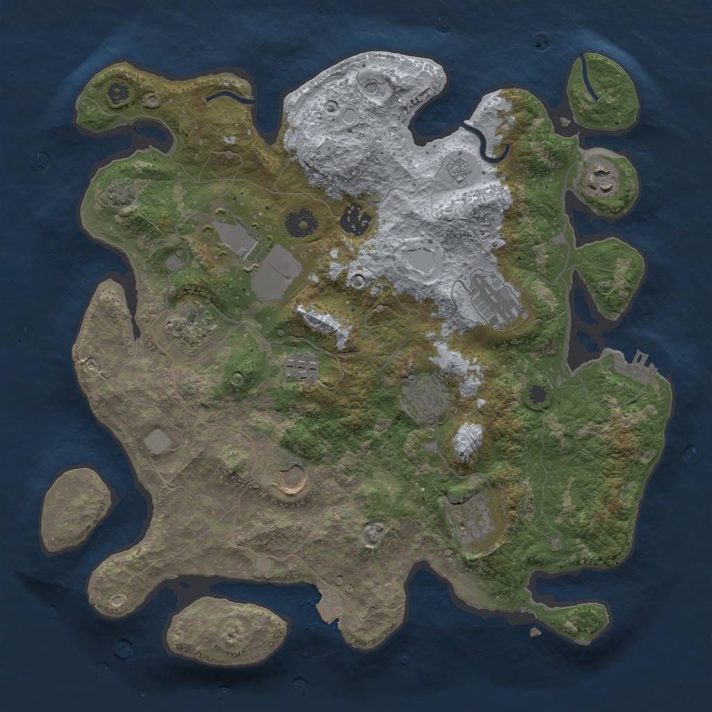 Rust Map: Procedural Map, Size: 3500, Seed: 1593637509, 16 Monuments