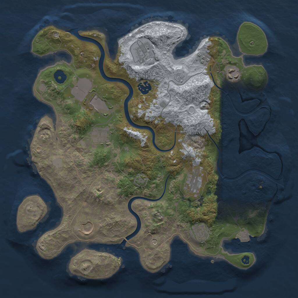 Rust Map: Procedural Map, Size: 3500, Seed: 1593637509, 13 Monuments