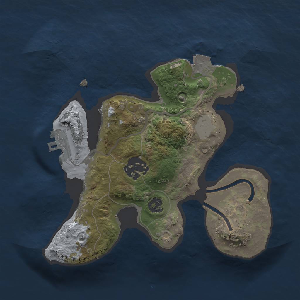 Rust Map: Procedural Map, Size: 2000, Seed: 28392, 5 Monuments