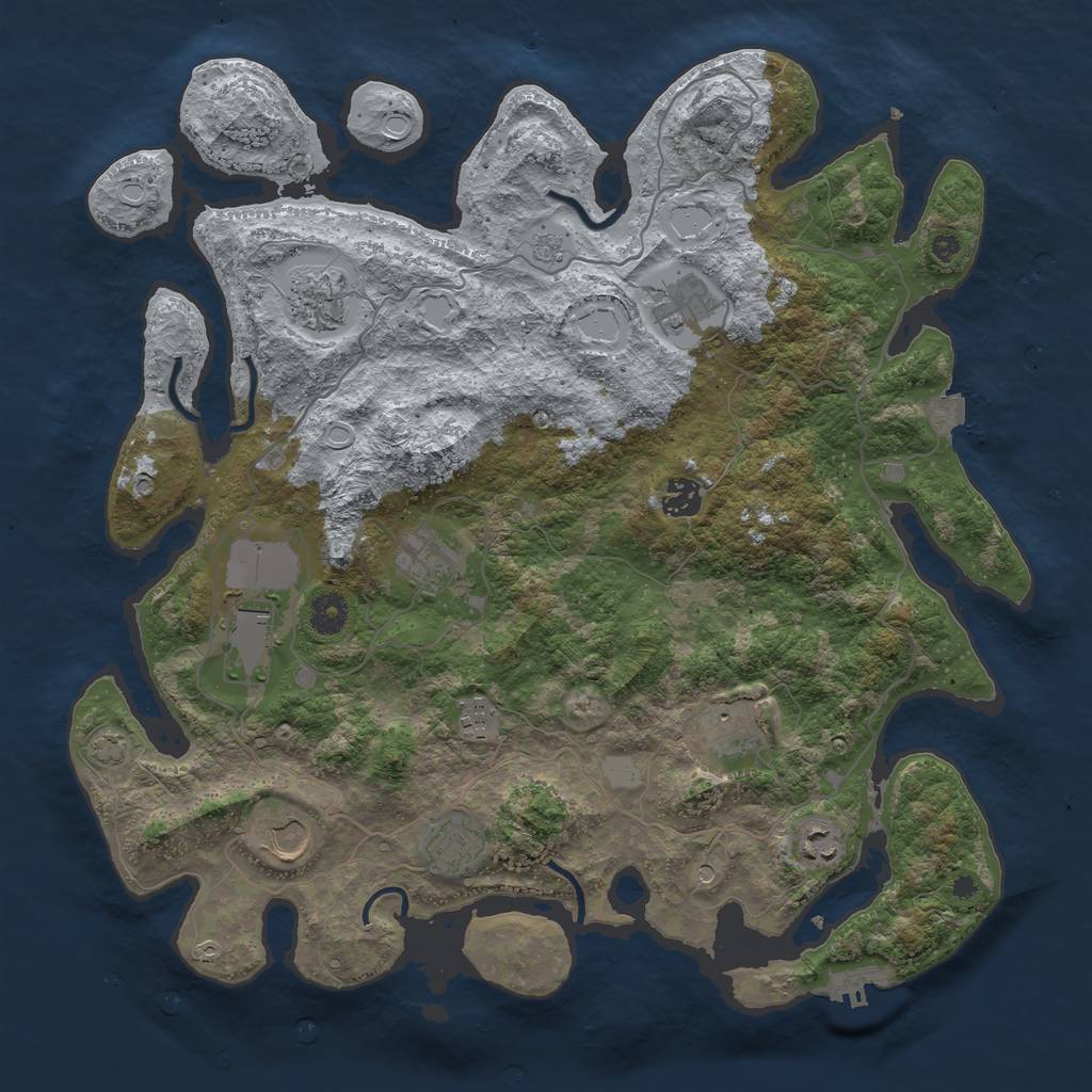 Rust Map: Procedural Map, Size: 4000, Seed: 1918252258, 17 Monuments