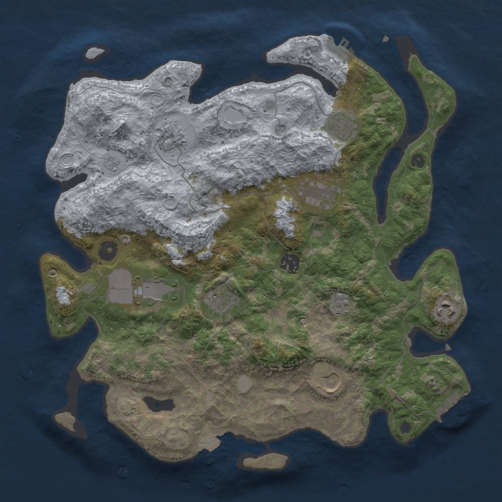 Rust Map: Procedural Map, Size: 3750, Seed: 184116698, 17 Monuments