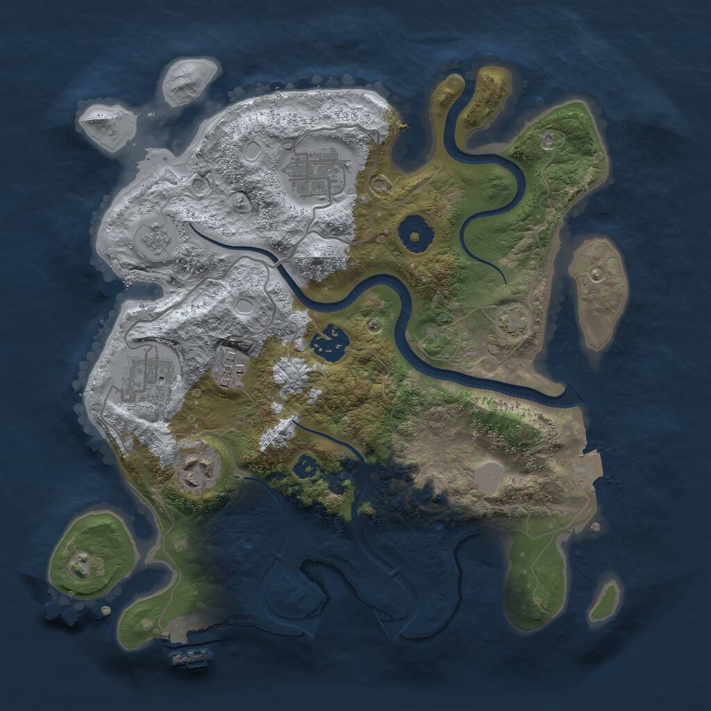 Rust Map: Procedural Map, Size: 3000, Seed: 378846884, 9 Monuments