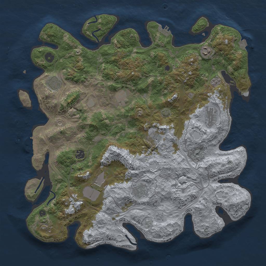 Rust Map: Procedural Map, Size: 4250, Seed: 1861605056, 18 Monuments