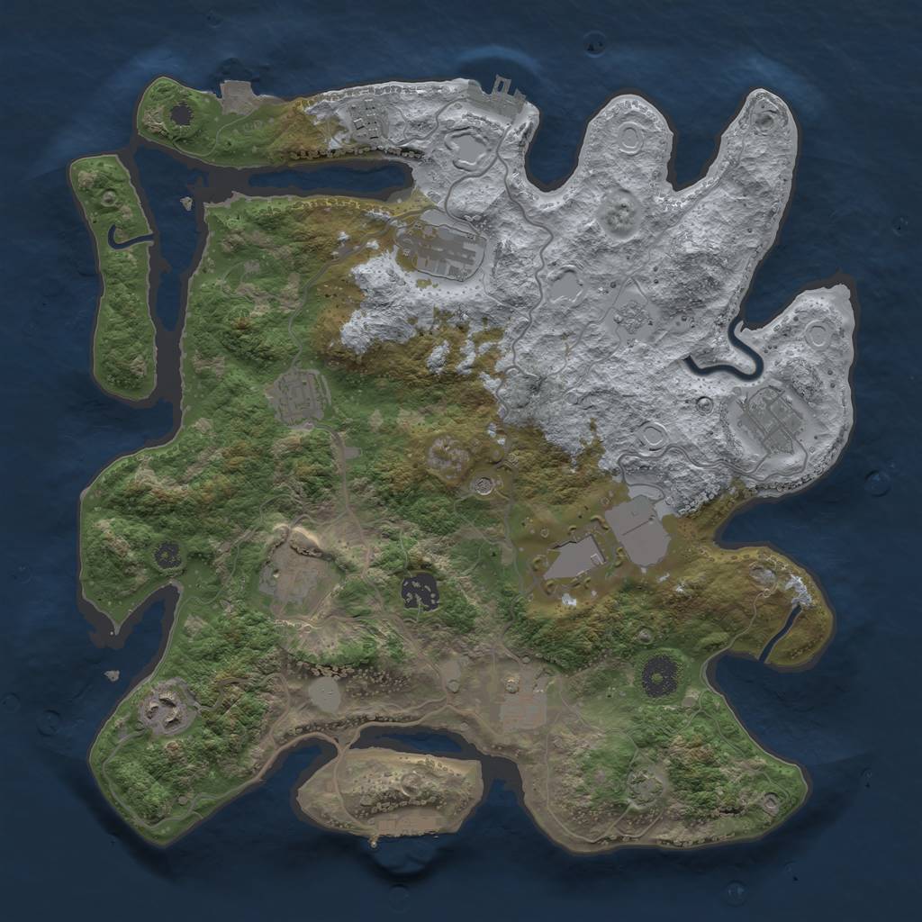 Rust Map: Procedural Map, Size: 3500, Seed: 1992956676, 17 Monuments