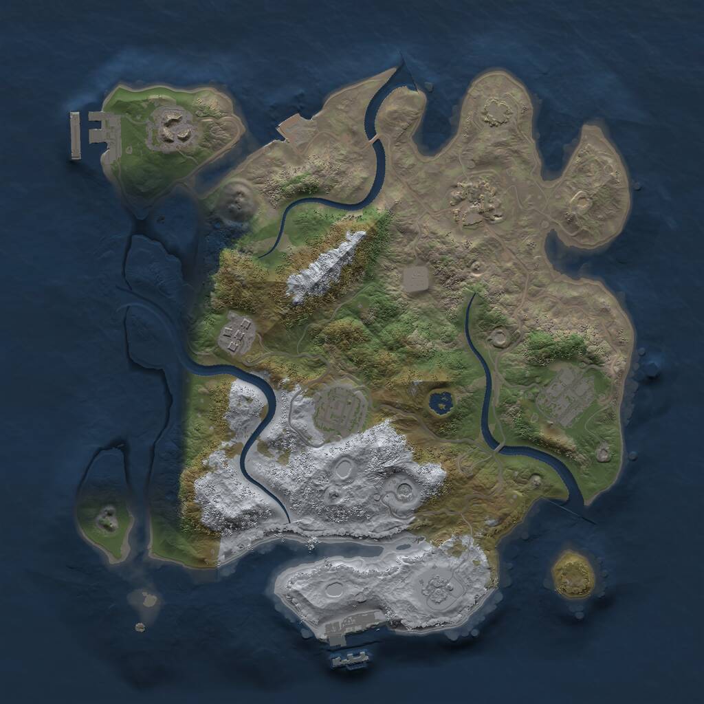 Rust Map: Procedural Map, Size: 3000, Seed: 95557, 11 Monuments