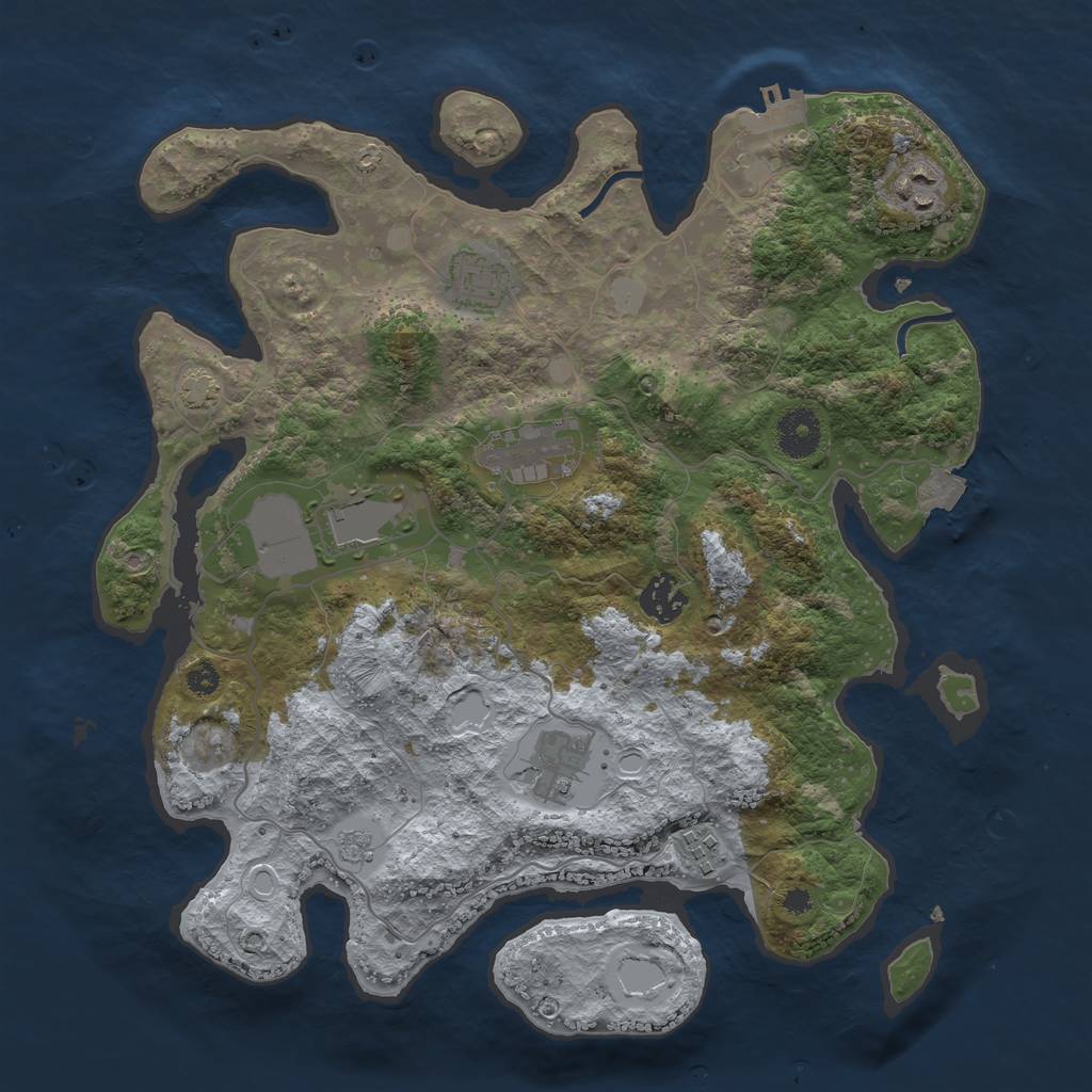 Rust Map: Procedural Map, Size: 3500, Seed: 1646152328, 13 Monuments