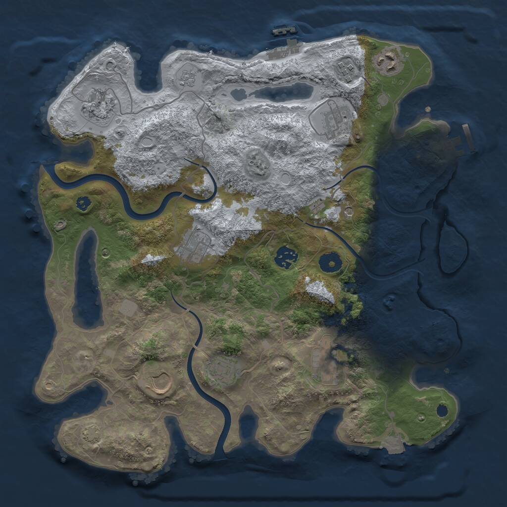 Rust Map: Procedural Map, Size: 3500, Seed: 1316633009, 15 Monuments