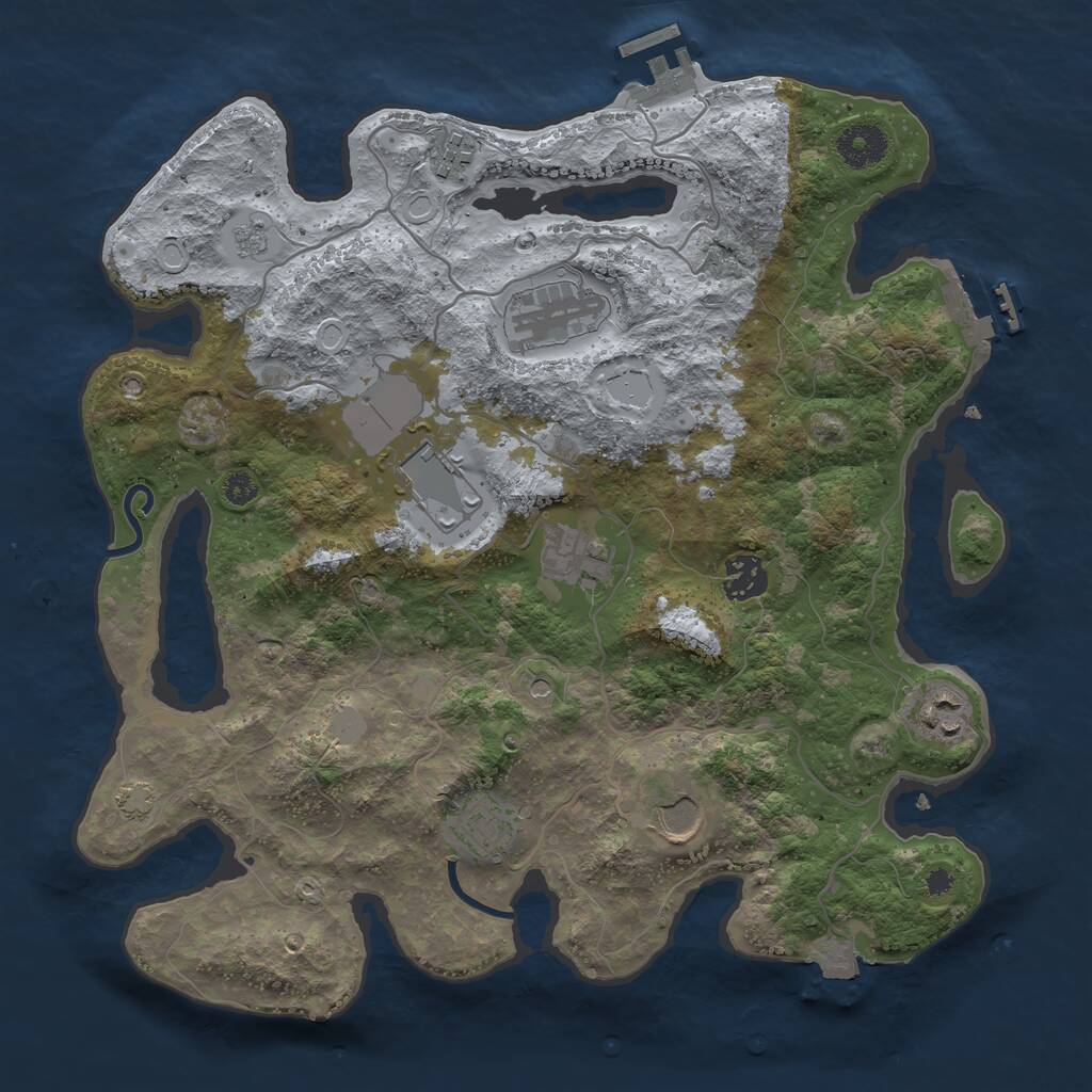 Rust Map: Procedural Map, Size: 3500, Seed: 1316633009, 14 Monuments