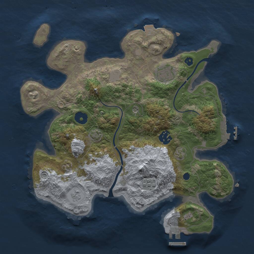 Rust Map: Procedural Map, Size: 3000, Seed: 417274777, 9 Monuments