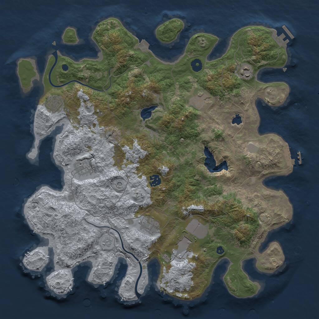 Rust Map: Procedural Map, Size: 4000, Seed: 8231987, 13 Monuments
