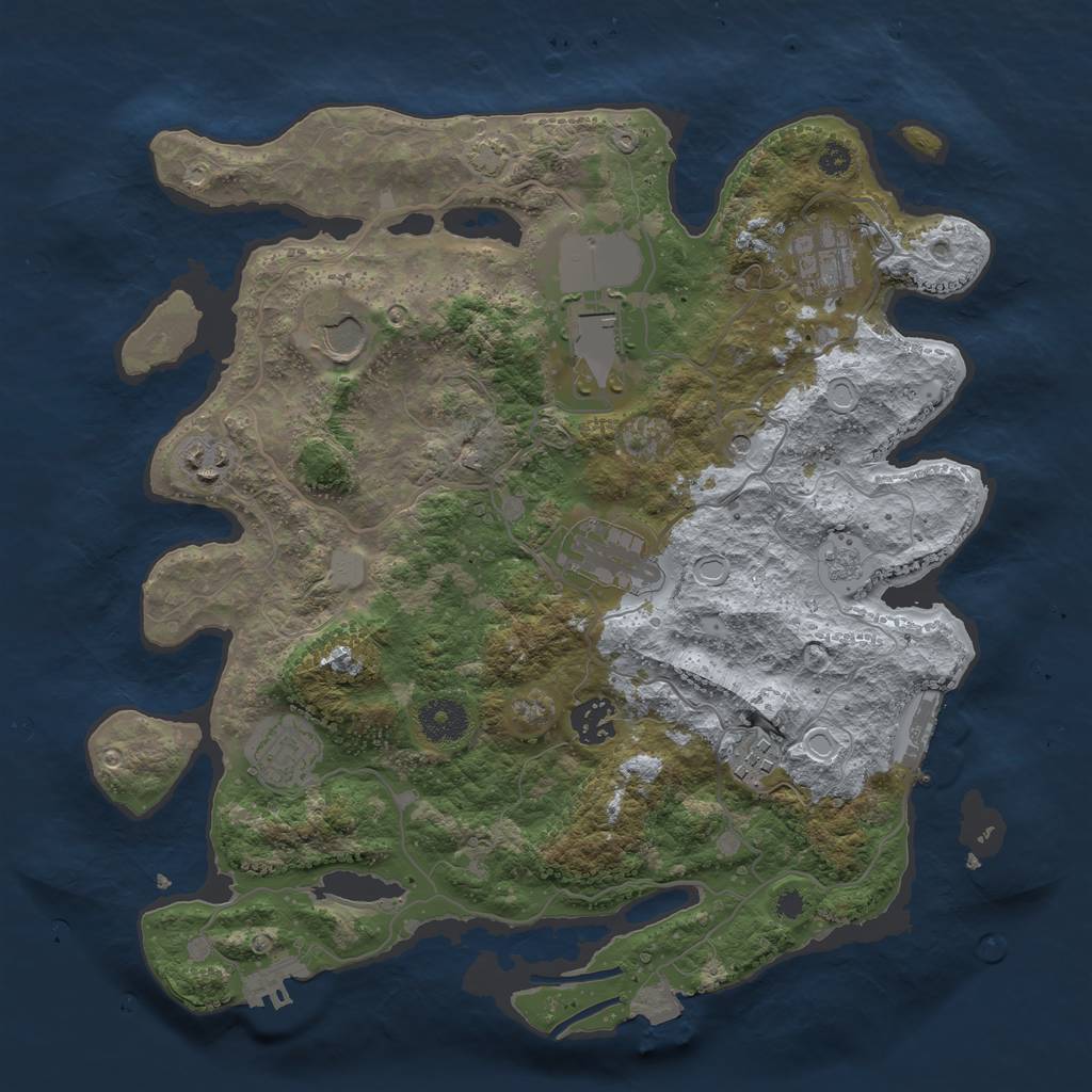 Rust Map: Procedural Map, Size: 3500, Seed: 385986611, 16 Monuments