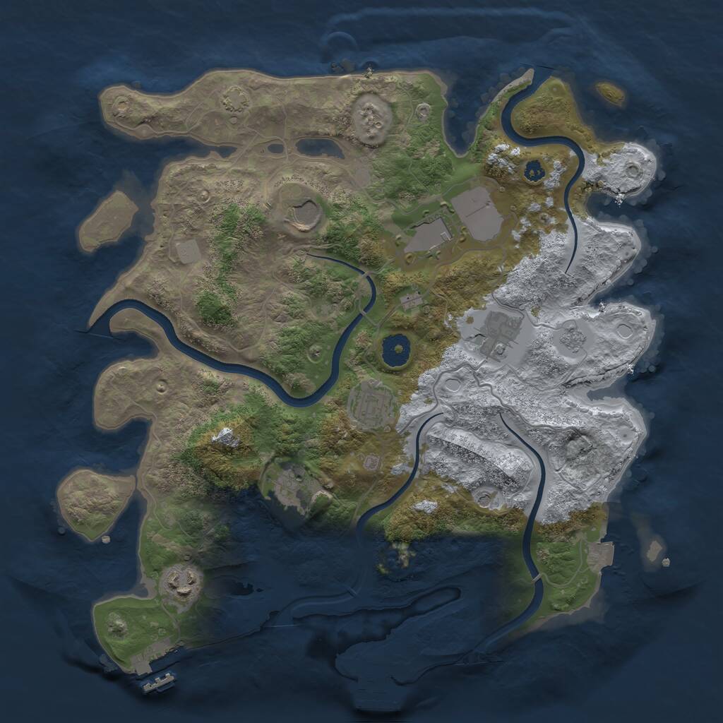 Rust Map: Procedural Map, Size: 3500, Seed: 385986611, 12 Monuments