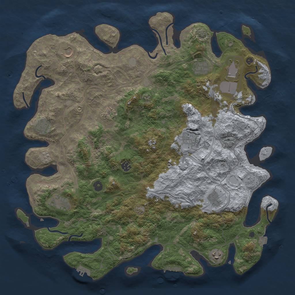 Rust Map: Procedural Map, Size: 4500, Seed: 407224, 19 Monuments