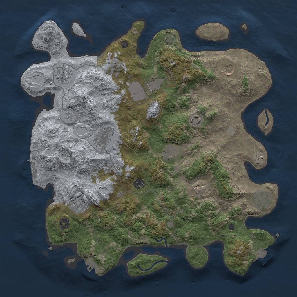 Rust Map: Procedural Map, Size: 4000, Seed: 258457980, 18 Monuments