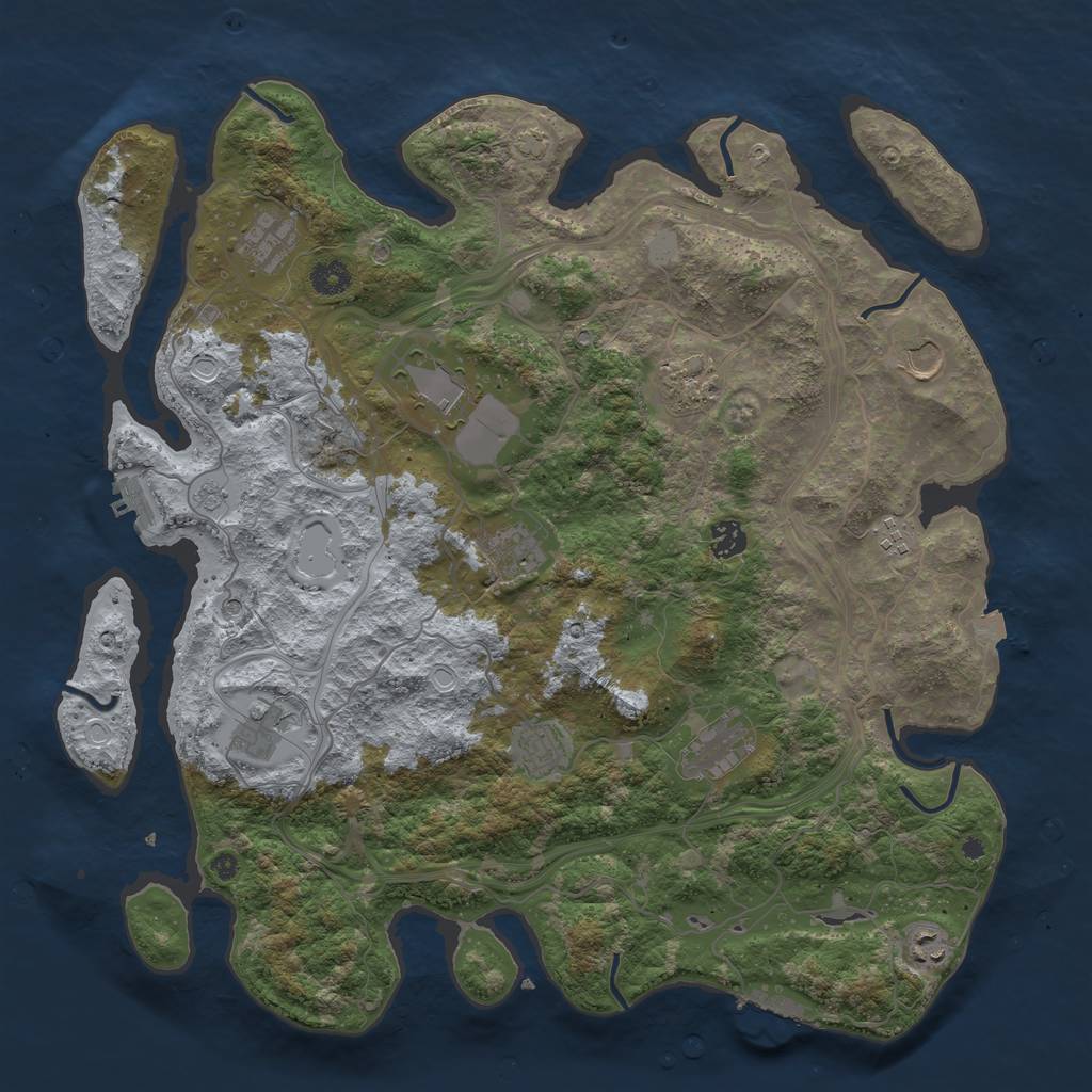Rust Map: Procedural Map, Size: 4250, Seed: 275356599, 19 Monuments