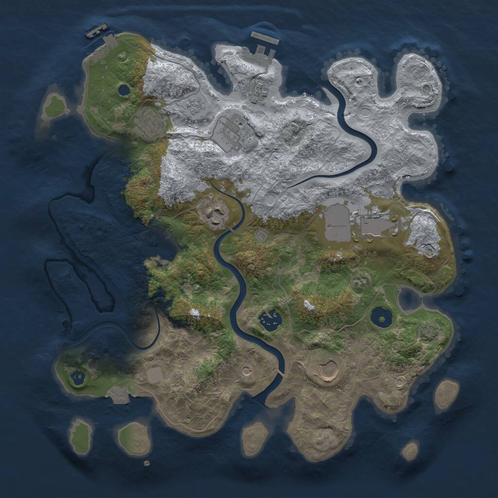 Rust Map: Procedural Map, Size: 3500, Seed: 12201177, 14 Monuments