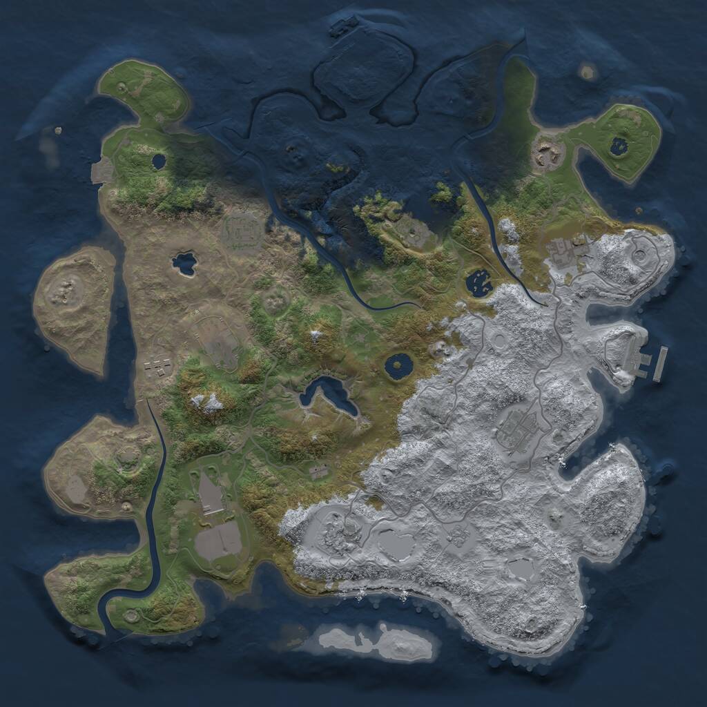 Rust Map: Procedural Map, Size: 4000, Seed: 1335699302, 16 Monuments