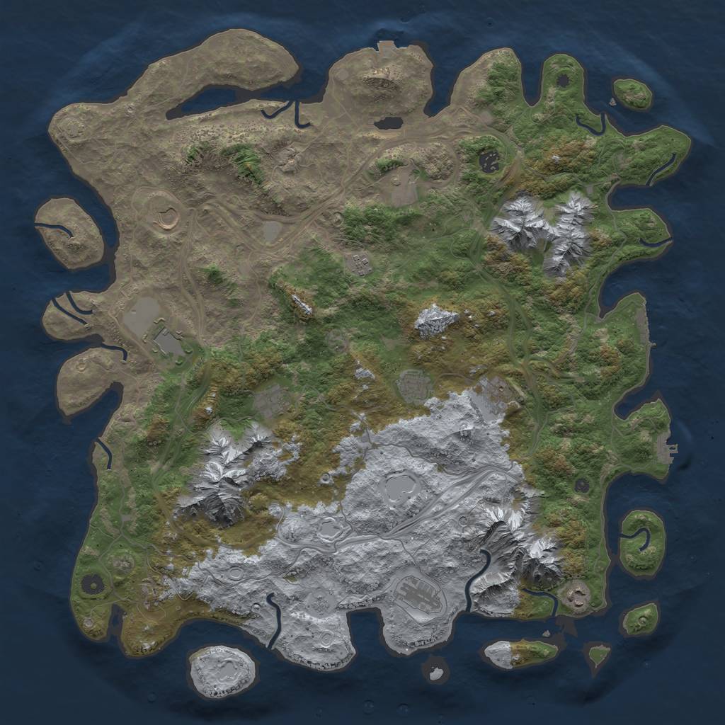 Rust Map: Procedural Map, Size: 5000, Seed: 1791914342, 19 Monuments