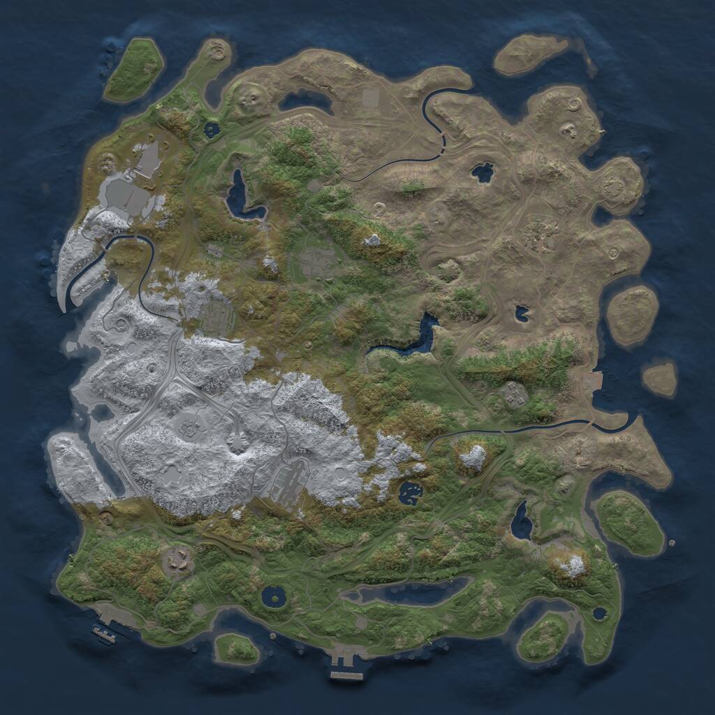 Rust Map: Procedural Map, Size: 4500, Seed: 4042024, 14 Monuments