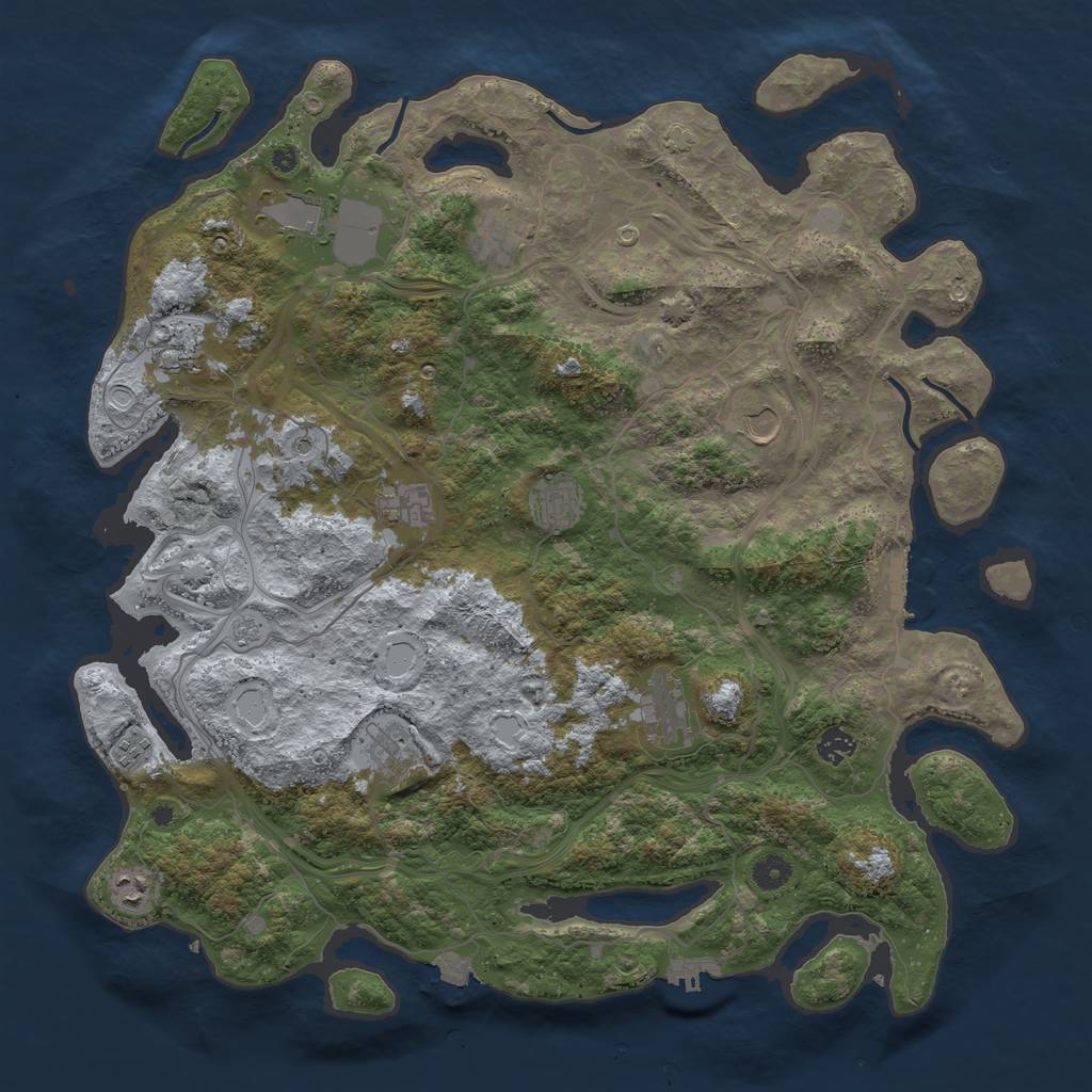 Rust Map: Procedural Map, Size: 4500, Seed: 4042024, 19 Monuments